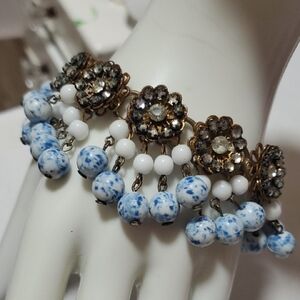 Vintage Blue and White Floral Bracelet